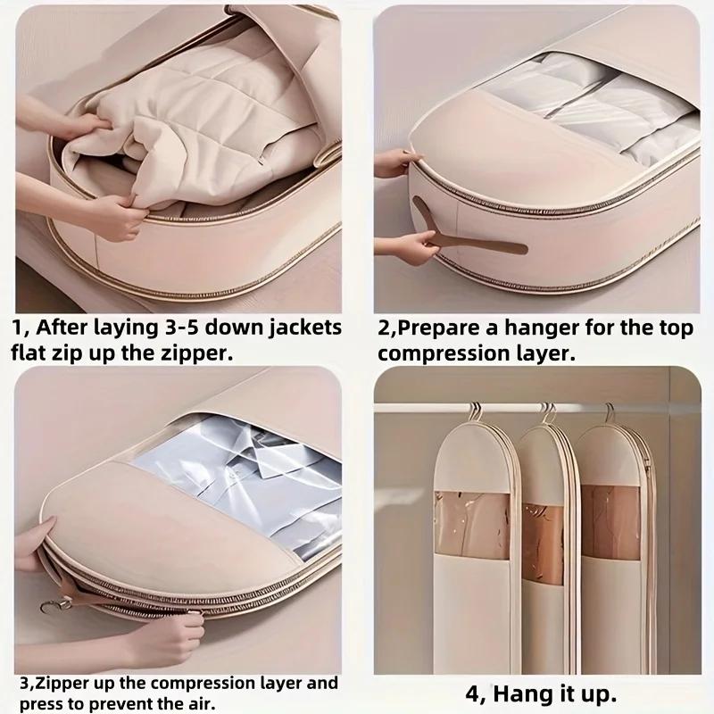 1 pièce Doudoune Housse de Compression Anti-poussière Sacs à Poussière pour Vêtements de Garde-robe Nouvelle Fenêtre Transparente Sacs Suspendus sur Cintre Accessoires de Rangement