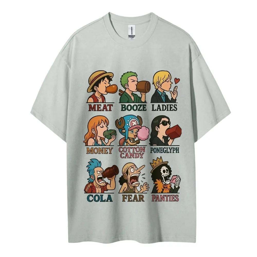 One Piece Cotton Unisex Round Neck Anime Tshirt Mens and Womens Boys and Girls Summer New Fashion Breathable Street TShirt