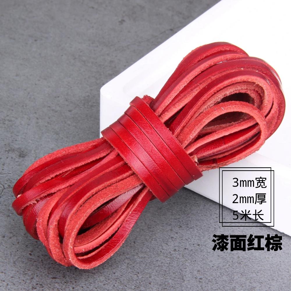 Diy Jewelry Material Handmade Beaded Accessories, Real Cowhide Strip 3Mm Wide First Layer Flat Leather Rope Bracelet Necklace Rope