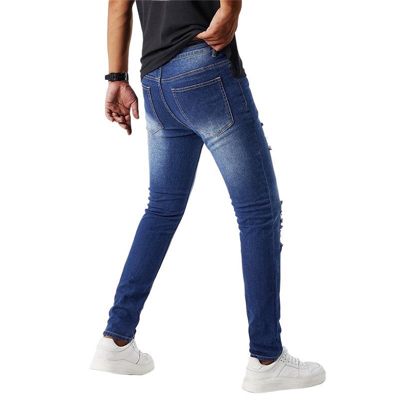 Zerrissene Jeans Herren Slim Fit Hosen Sommer Dünn Lässig Elastisch Koreanischer Stil Hosen Herren