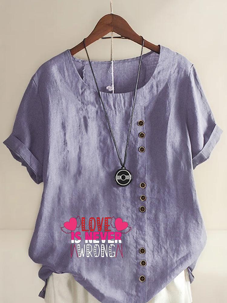 Women's Fashion Letter Printing Shot Sleeve T-shirt Loose Cotton Shirt Casual Loose Summer Blouse Tops Plus Size