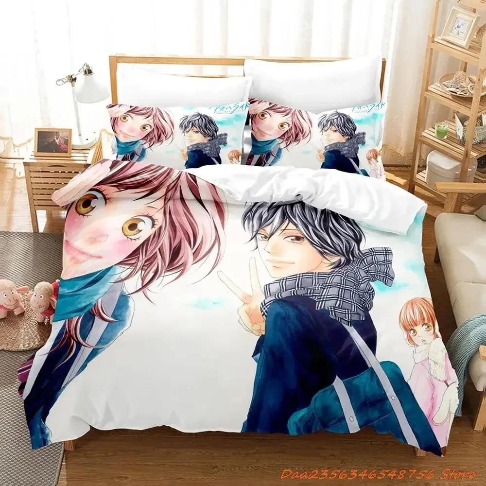 Neue blaue Federfahrt Bettwäsche-Set Einzel Twin Full Queen King Size Bett Set Erwachsene Kind Schlafzimmer Bettbezug-Sets Anime Bettlaken Set