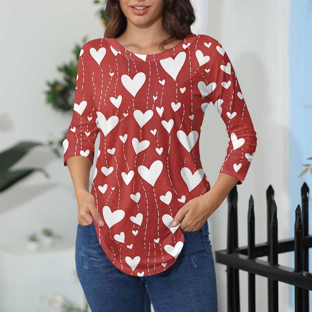 Damen-T-Shirts, 3/4-Ärmel, einfarbig, Pullover, Sommer, Frühling, Tops, Blusen