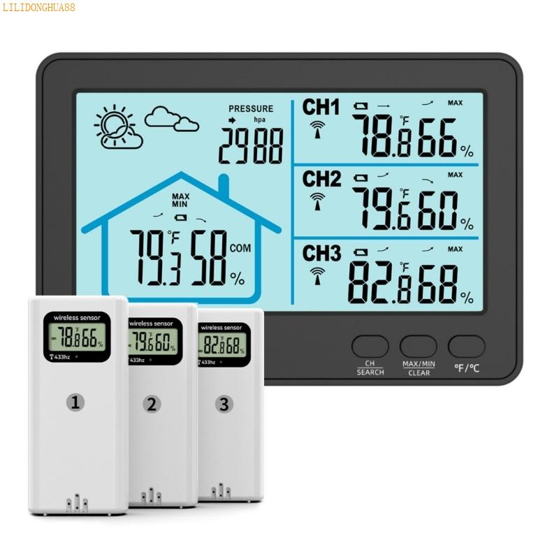 K1AE 5 Inches Color Display Wireless Indoor Outdoor Thermometers Hygrometer With 100M Ranges Sensors and Weather Stations