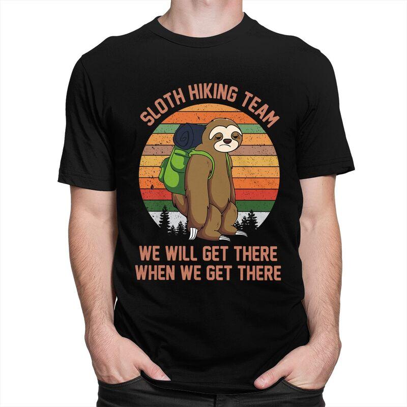 Custom Sloth Hiking Team T Shirts Men ShortSleeve Tshirts Streetwear Tee Tops Oversized Tshirts Merch