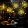 1 Set 5 In 1 Hanging Solar Fireworks Lights 450 LEDS Star Burst Light Outdoor Waterproof 8-Mode with Remote Control