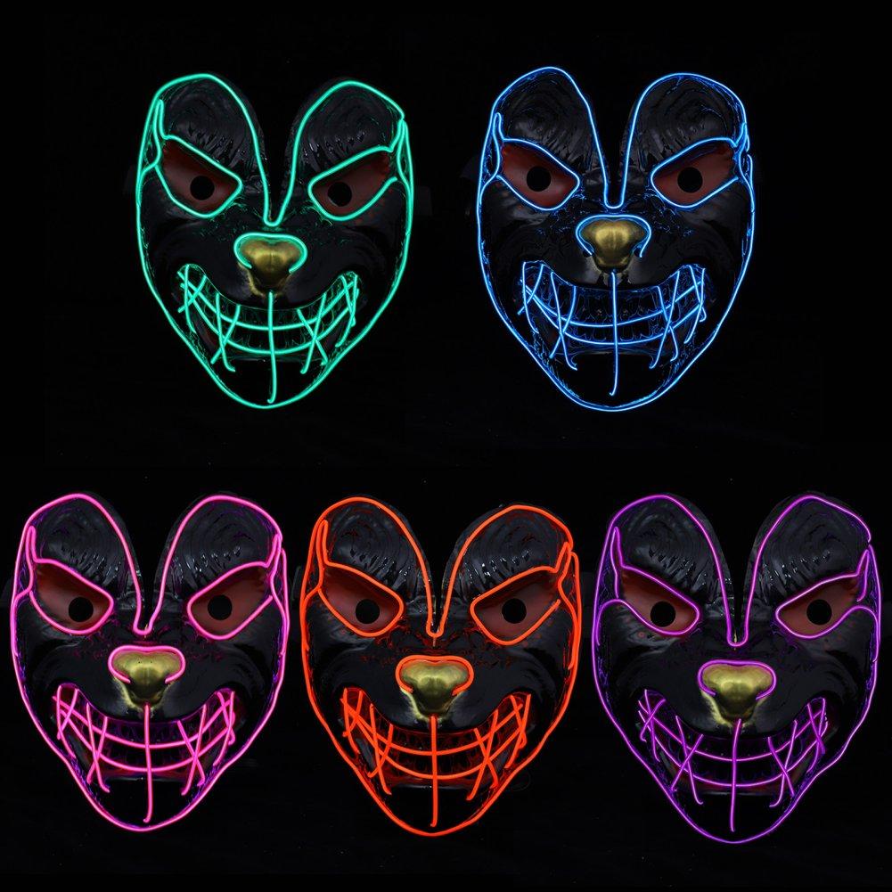 

Маска на Хэллоуин со светодиодной подсветкой, полнолицевая маска красного, синего, зеленого цвета, праздничный косплей, костюм на Хэллоуин, маскарад, карнавал, подарок синий