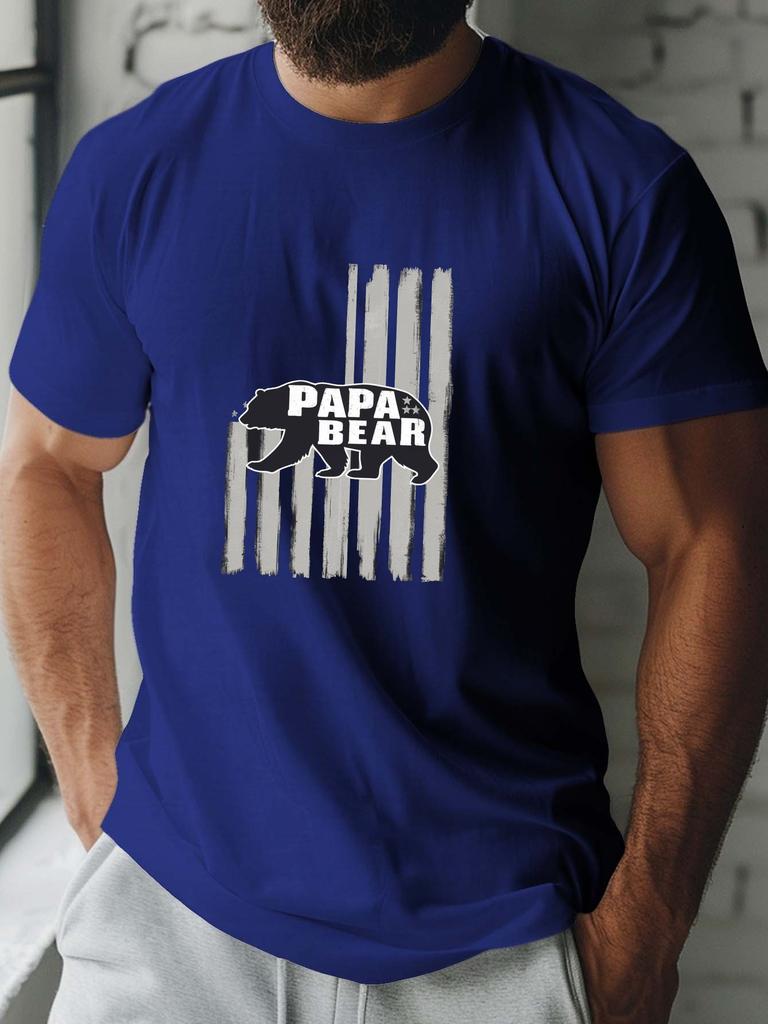 Papa Bear American Flag Graphic TShirt 100 Cotton ONeck Short Sleeve Summer Casual Mens Tshirt Streetwear