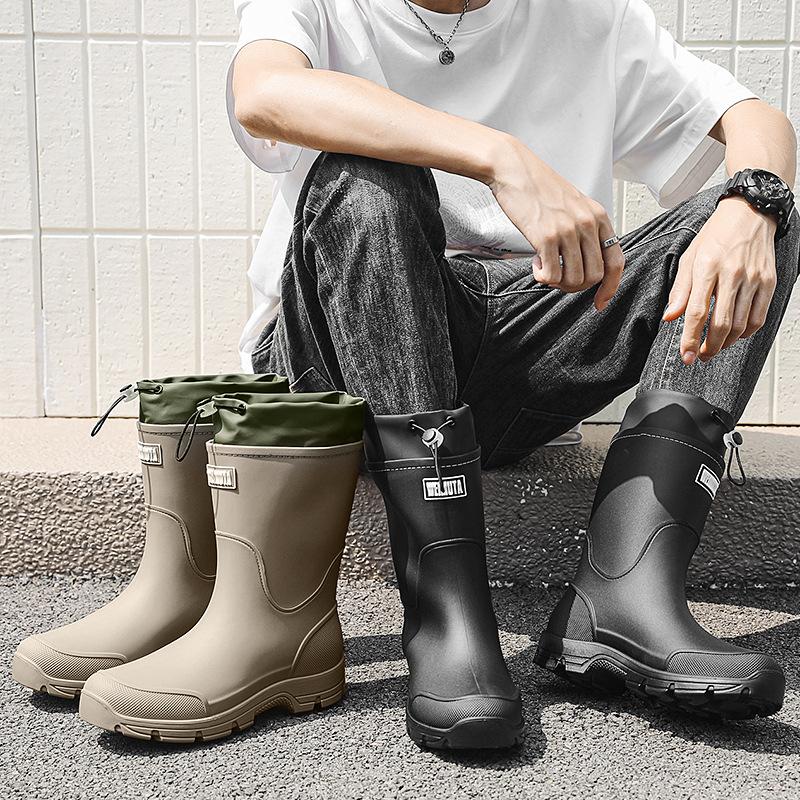 Cizme de ploaie pentru bărbați, lungime medie, antiderapante, ușoare, pantofi de apă, cizme de pescuit pentru exterior pentru bărbați, încălțăminte de lucru impermeabilă pentru bucătărie