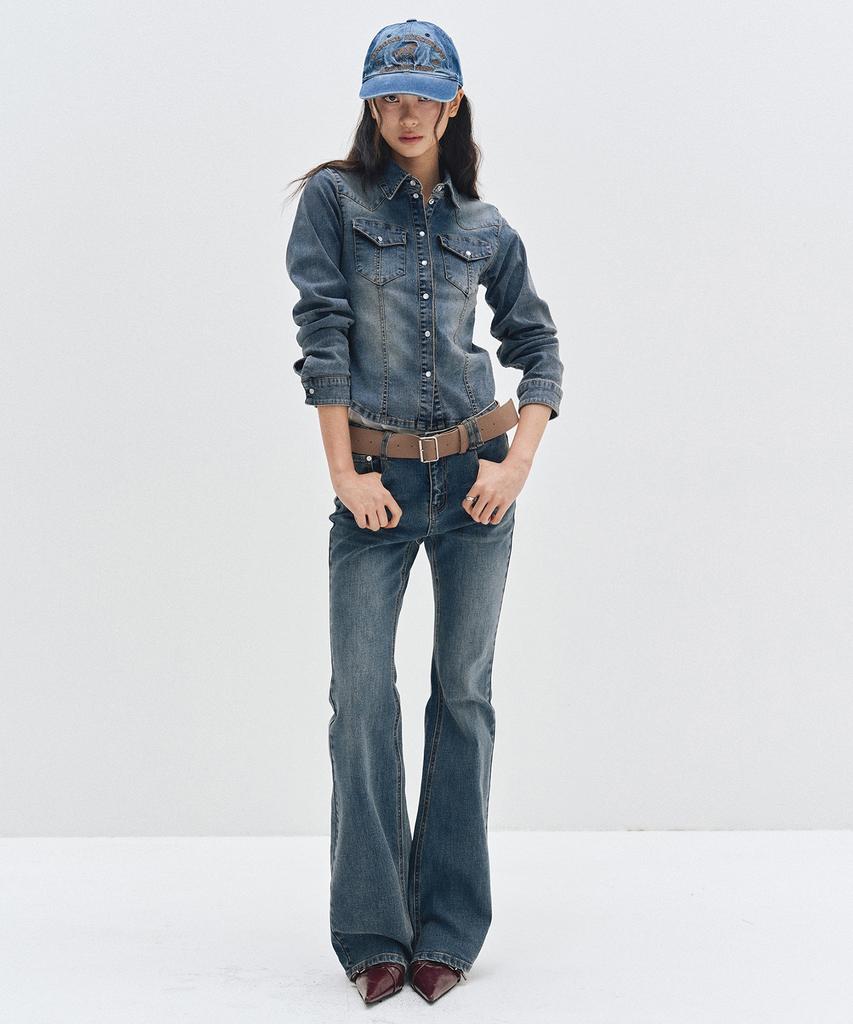 Deketeuumeon Western Slim Denim Shirts Dcwsh003Blue