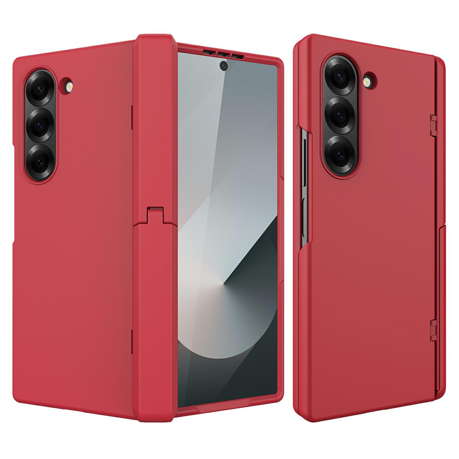

For Samsung Galaxy Z Fold6 5G Case Kickstand Hard PC Phone Cover with Screen Film Red