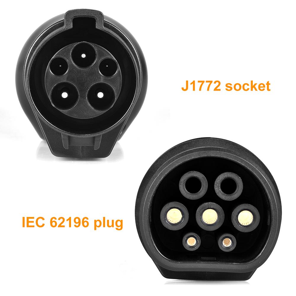 Priză adaptor încărcător EV 16A/32A tip 1 J1772 la tip 2 IEC 62196 EVSE conector conector pentru convertizor de încărcare pentru vehicule electrice