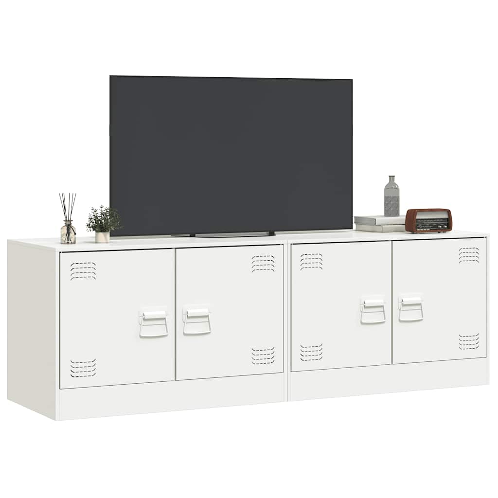 TV Cabinets (2 pcs) White 67 x 39 x 44 cm Steel