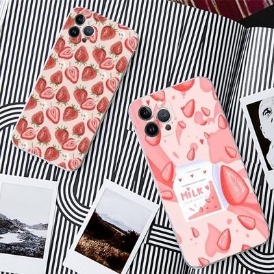 FHNBLJ Sommer Erdbeere Handyhülle Für iPhone 13 14 Pro Max XS XR 12 11 Pro 13 Mini 6 7 8 Plus Klare Rückseite Abdeckung Capa