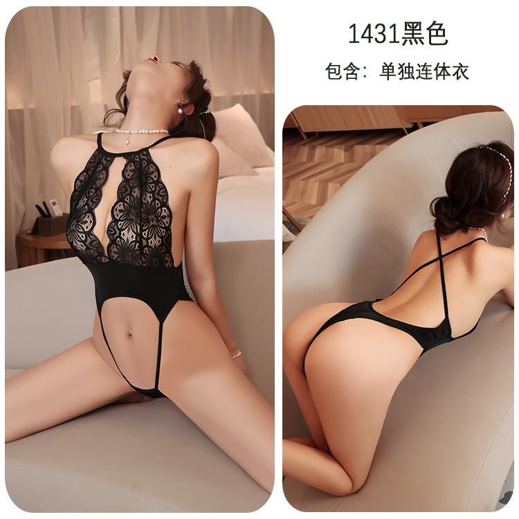 Sexy  y lingerie y lace hollow onesie open uniform seduction cosplay woman