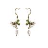 Lily of the Valley Silver-Plated Earrings with Green Tassel and Freshwater Pearl