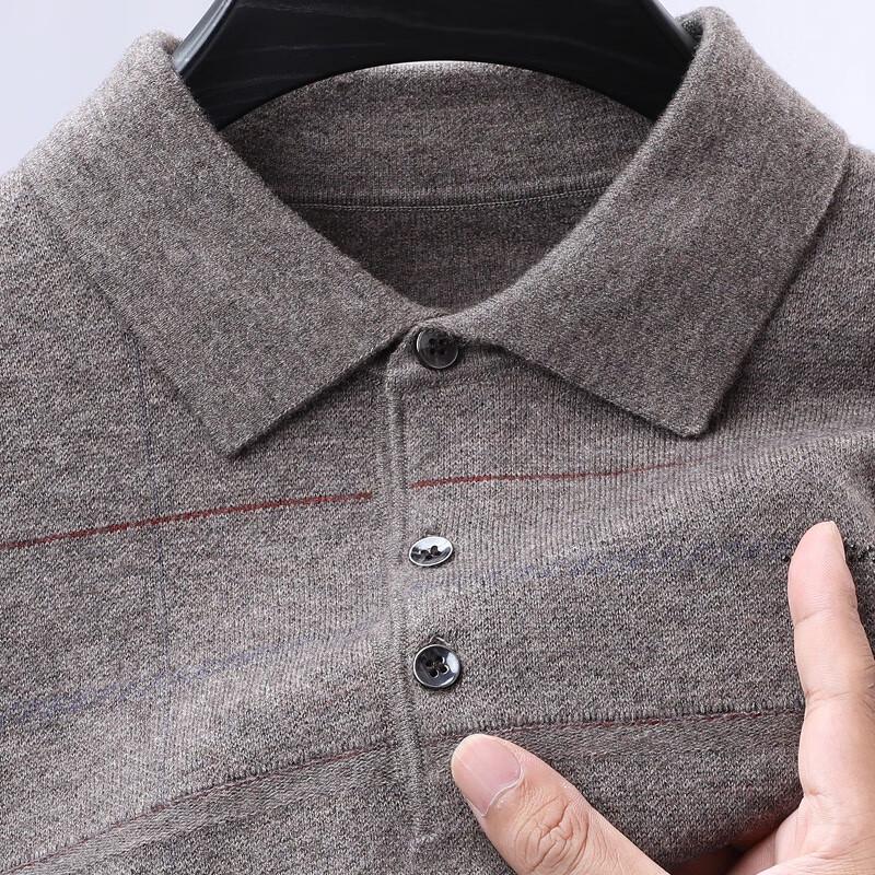Hengyuanxiang Men's Pure Wool Turn-Down Collar Pullover Sweater