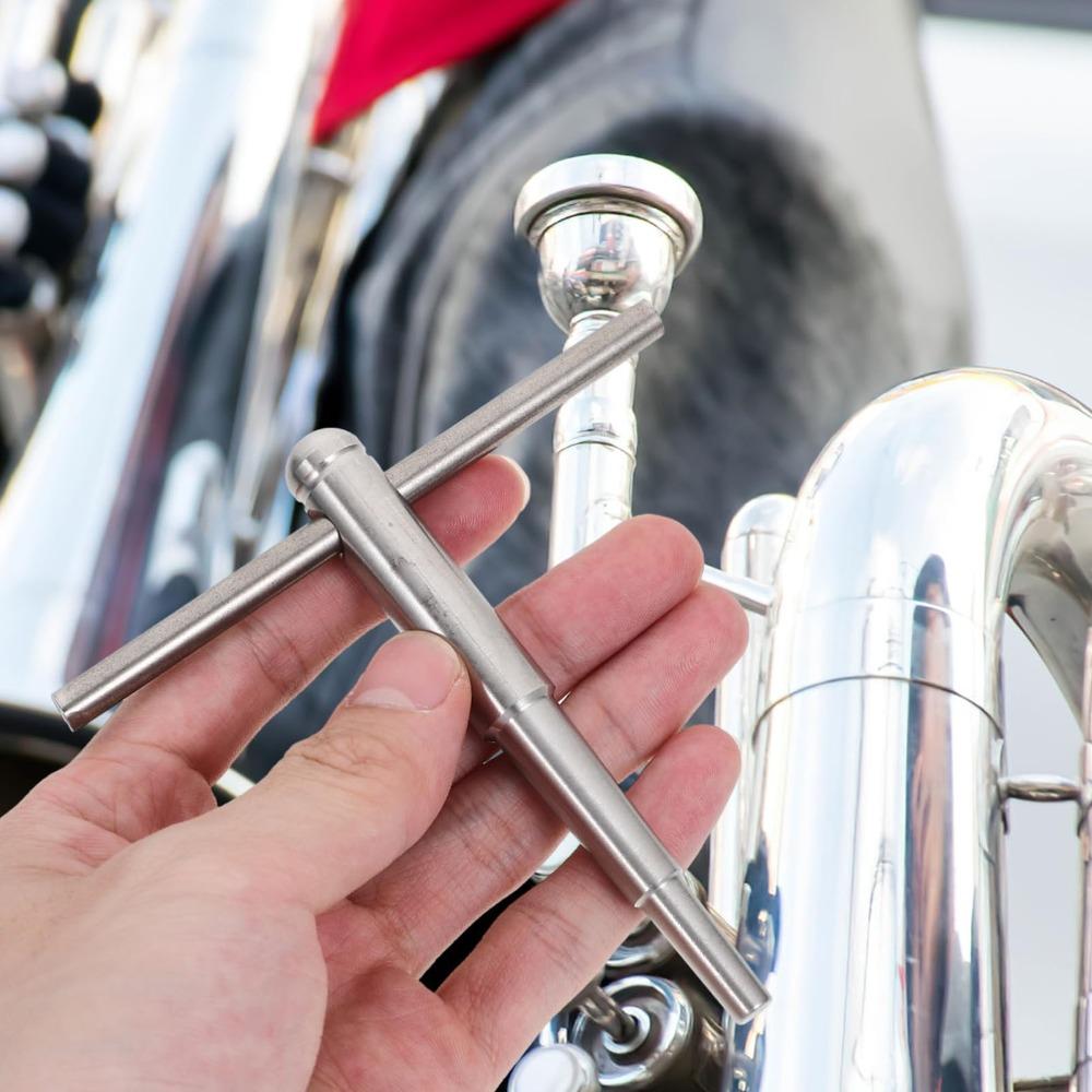 2PCS Metal Material Trumpet Wrench Silver Wind Instrument Repair Tool  For Trumpet