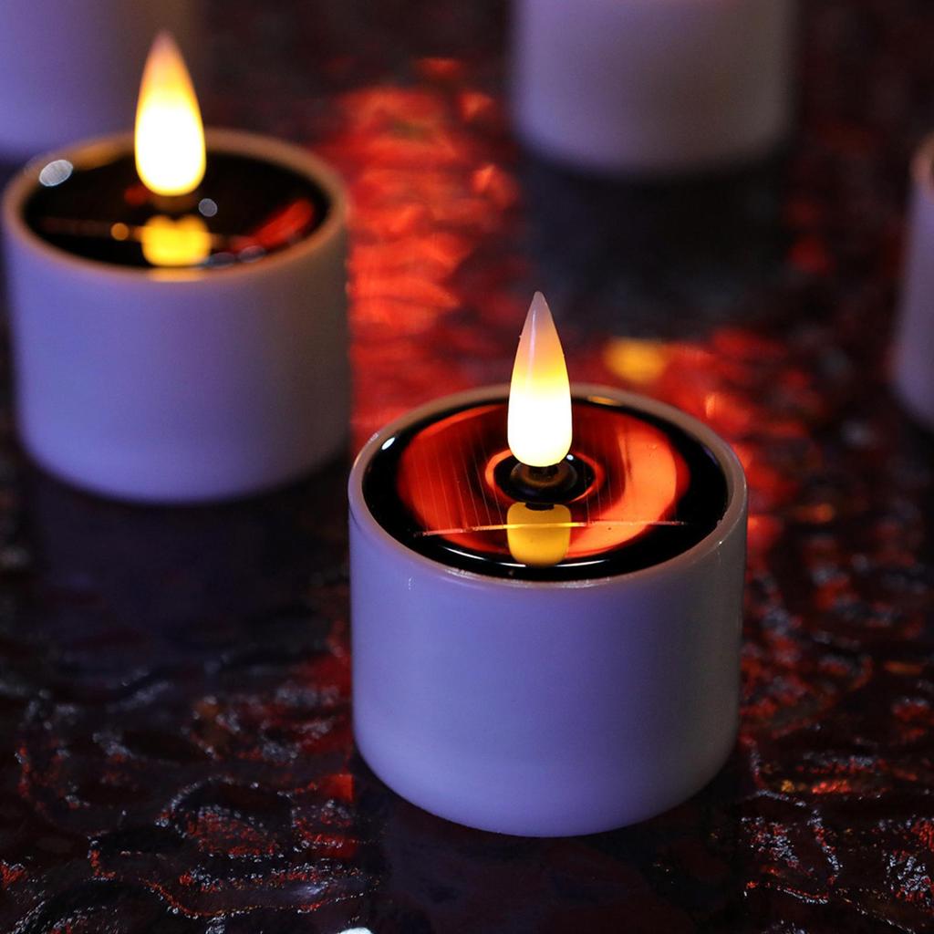 6Pcs Solar Tea Light LED Candles Outdoor Waterproof Flameless Solar Tea Lights Rechargeable Candles for Party Garden Home Decor
