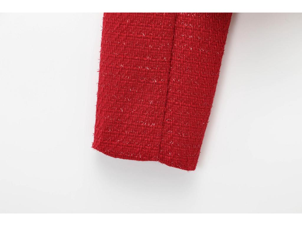 Dámská móda jaro 2025: Evropské a americké všestranné texturované sako ve francouzském stylu s knoflíkovou dekorací