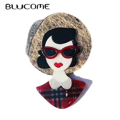 Fashion Figure Brooch Acrylic Girls Corsage for Women Girls Coat Hat Bag Hijab Pins Gifts