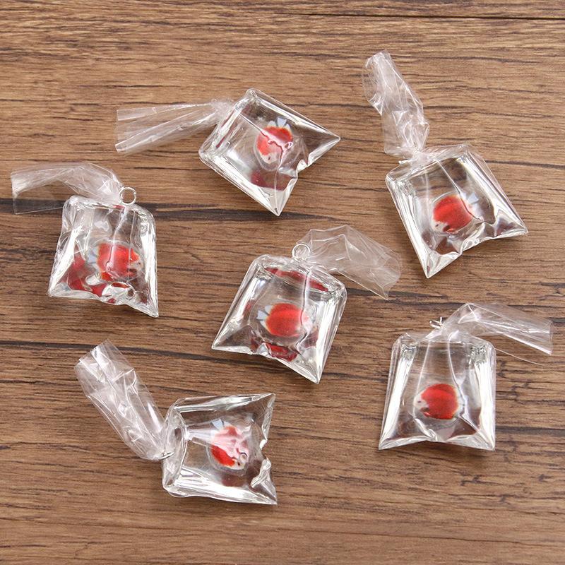 1Pcs 24*53MM DIY Transparent Resin Simulation Goldfish Pendant Jewelry