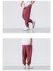2022 Men's Loose Linen Ankle-Length Drawstring Trousers - Youthful Spring/Summer Style, Plus Size, Solid Color.