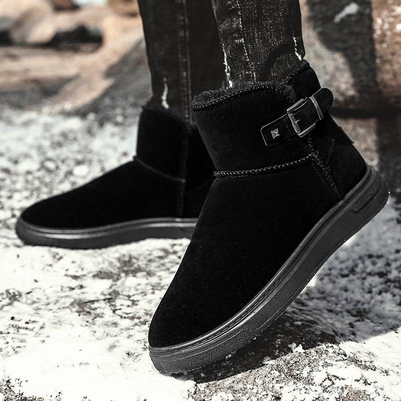 Plus Velvet Men 'S Snow Boots Men 'S Short Tube Warm Cotton Shoes Thickened Non -Slip Short Boots Bread Shoes Winter Dad Cotton Boots