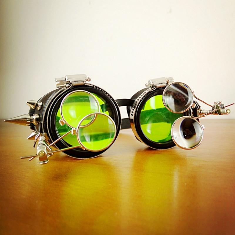 Retro Steampunk Glasses Halloween Cosplay Glasses Steampunk Goggles with Rivets for Carnivals Theme Party