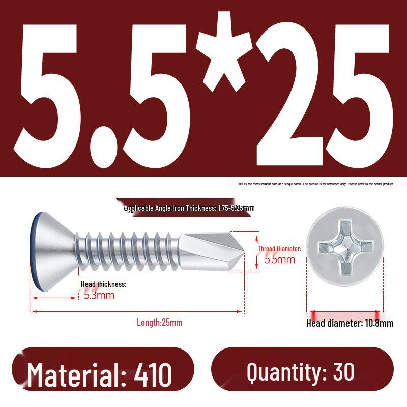 Phillips Flat Head Blue Zinc Plated Stainless Steel Self-Drilling & Self-Tapping Screws M3.9-M5.5