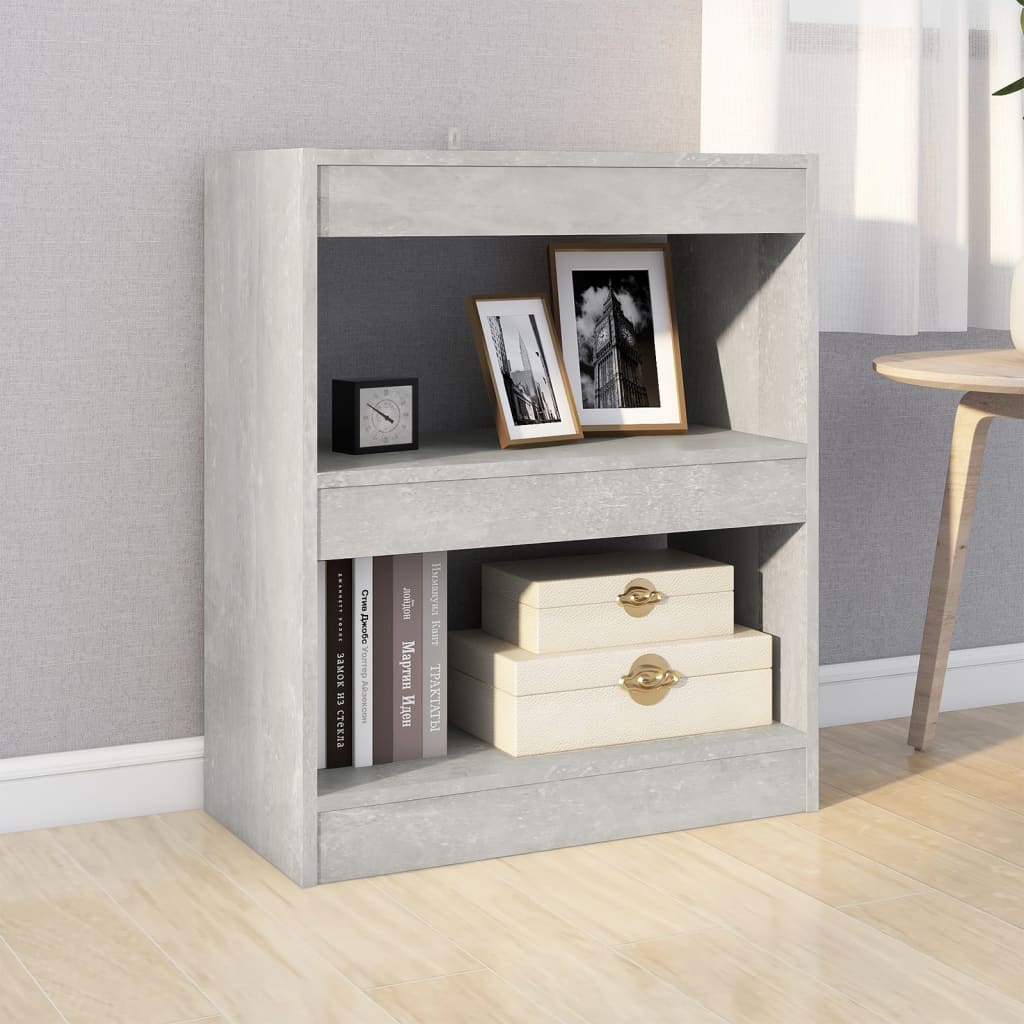 Bookshelf Room Divider Concrete Grey 60x30x72 Cm