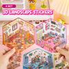 4Set Desene Animate Kawaii Miniatură Scenă Vizuală Autocolante Stivuibile Miniatură 3D Peisaj Scenă Autocolante Cont de Mână Autocolante