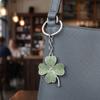 Keychain Pendant Sparkling Rhinestones Inlaid Four-Leaf Clover Design Zinc Alloy Key Chain Electroplated Metal Ring Key Holder Backpack
