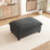 Sofa Stool with Storage, Chenille, Padded Footstool Bench with 8 cm Legs, Versatile Seat Cushion for Living Room, Bedroom, Black, 98x65x48 cm