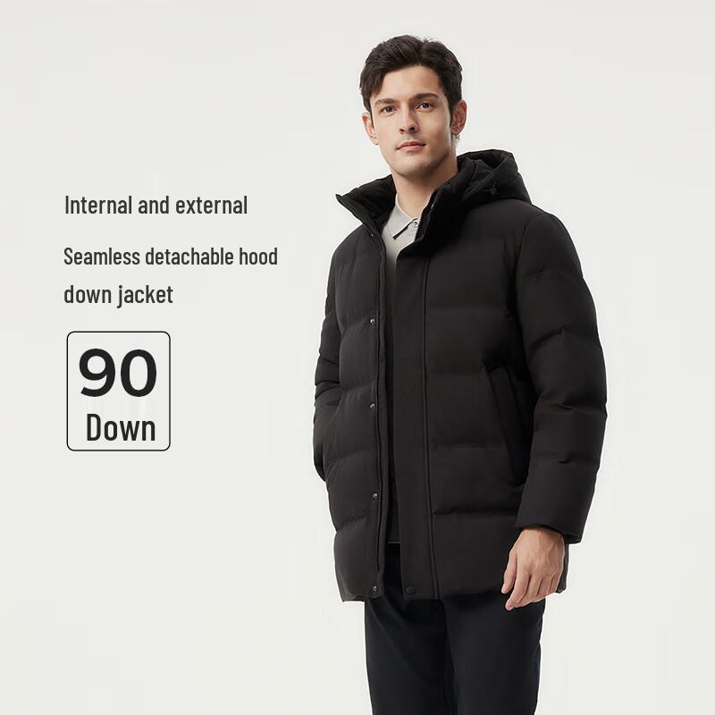 Tanboer Men's Detachable Hood Loose Fit Down Jacket 510505D