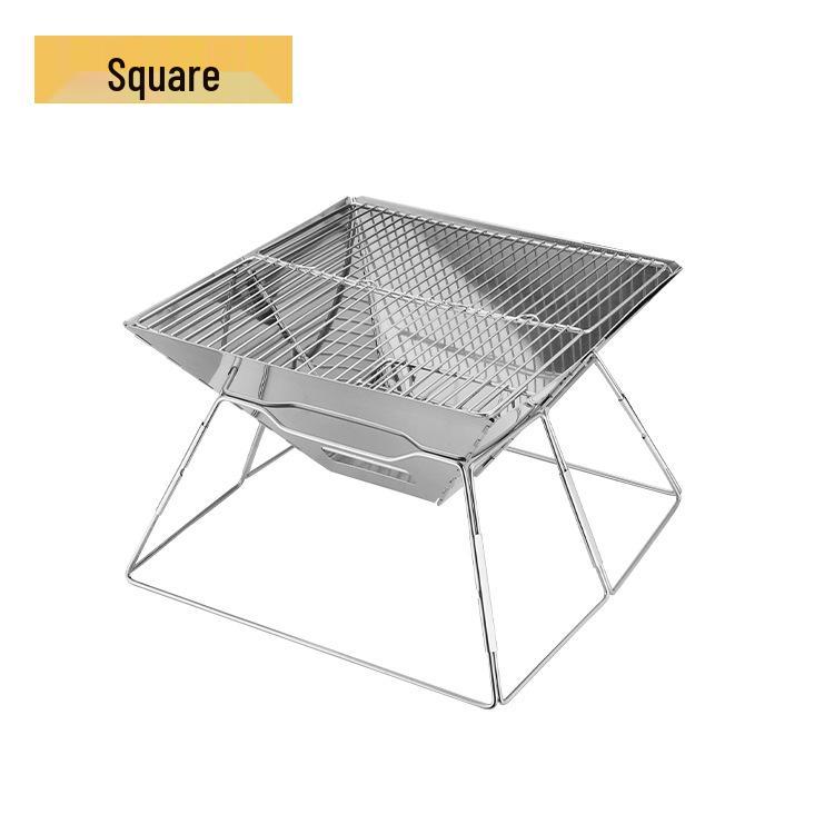 Portable Large Charcoal BBQ Grill with Skewer Rack - Foldable & Smokeless for Outdoor Use With storage bag