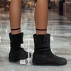 Fashion Women Flats Ankle Snow Boots Suede Shoes Mid Heels Casual Sneakers 2025 Fashion Trend Large Size Walking Non Slip Botas Mujer