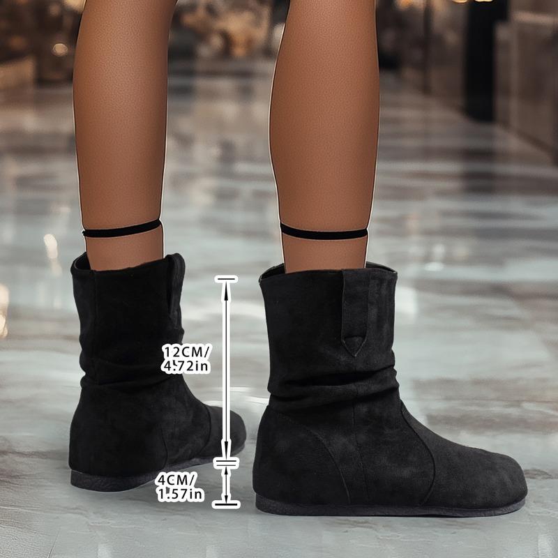 Fashion Women Flats Ankle Snow Boots Suede Shoes Mid Heels Casual Sneakers 2025 Fashion Trend Large Size Walking Non Slip Botas Mujer