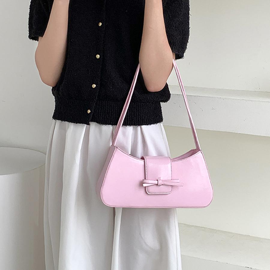 Fashion Versatile Single-shoulder Underarm Bag for Women Casual Pu Leather Small Square Bag with a Bow Tie for Commuter Travel