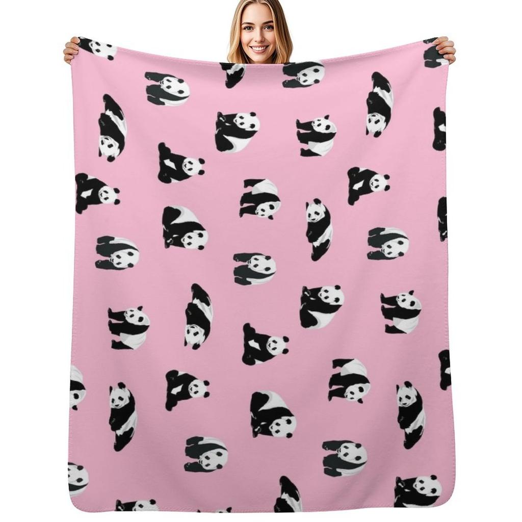 Pandas on Pink Throw Blanket Anti Shedding Soft Fuzzy Blanket for Home