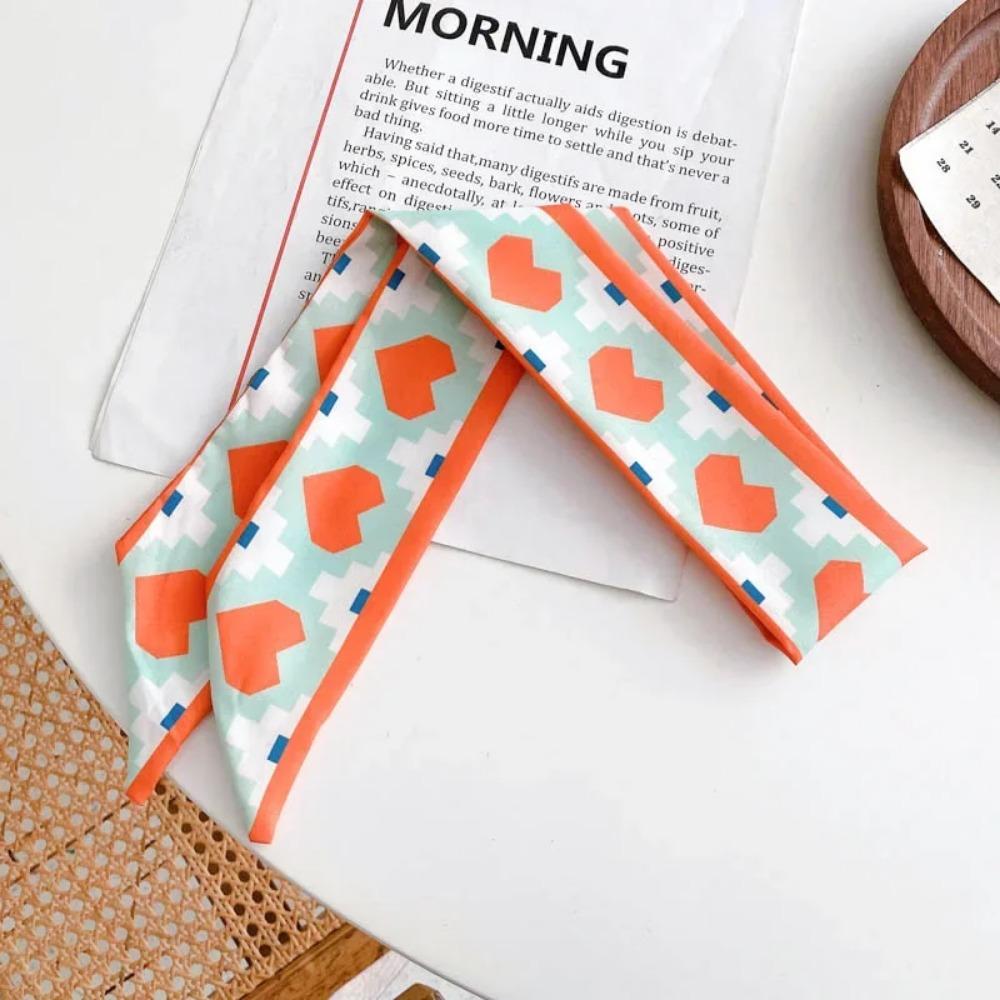 Fashion Printing Letter Hair Ribbons French Elegant Long Headband Bag Strap Accessories Girls Bow Knot Long Hair Scarf HairBand