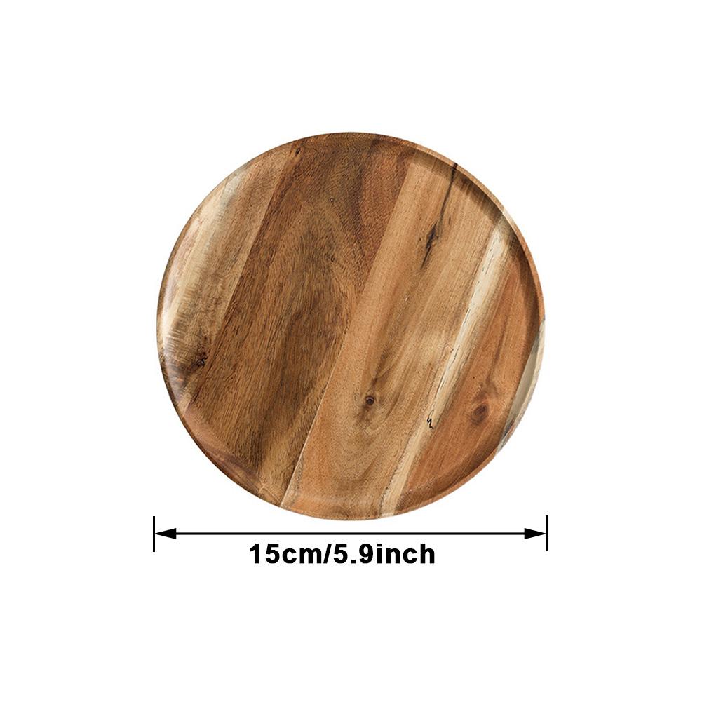 Natural Wooden Tray Round Serving Dinner Plates Sushi Dish For Food Fruit Dessert Bread Snack Platter Container Wood Tableware