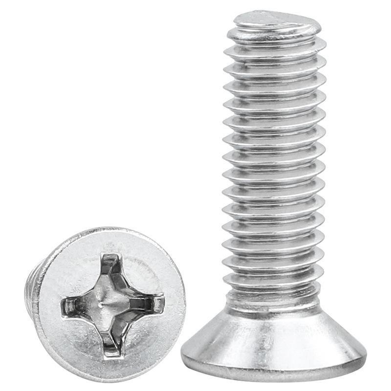 200/10PCS Stainless Steel Counterbore Machine Tooth Screw Phillips Mechanical Thread Flat Head Screws Woodworking Fasteners