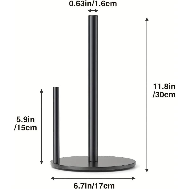 Premium Stainless Steel Paper Towel Holder - Silver Kitchen Roll Dispenser with Weighted Base for Countertop Organized Storage