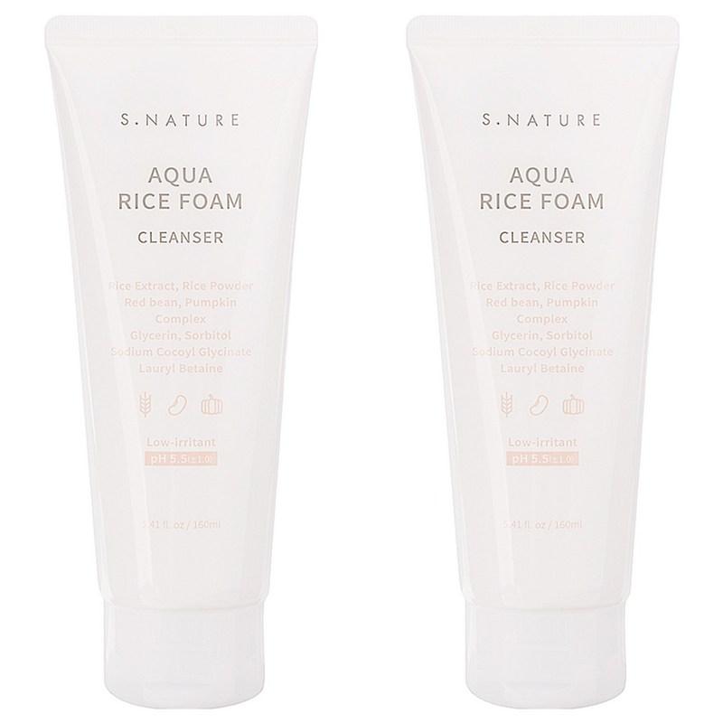 S.Nature Aqua Rice Mild Acidic Cleansing Foam, 160ml, 2 Pcs