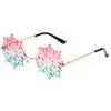 Fashion Colorful Snowflake Rimless Sunglasses for Girls Seaside Party Girls Taking Photo Christmas Camping Decors