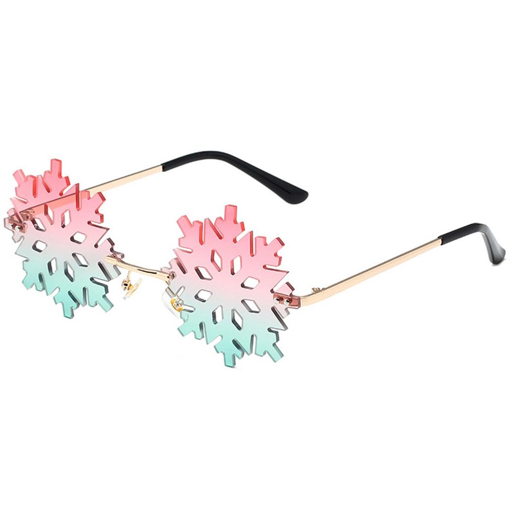 Fashion Colorful Snowflake Rimless Sunglasses for Girls Seaside Party Girls Taking Photo Christmas Camping Decors