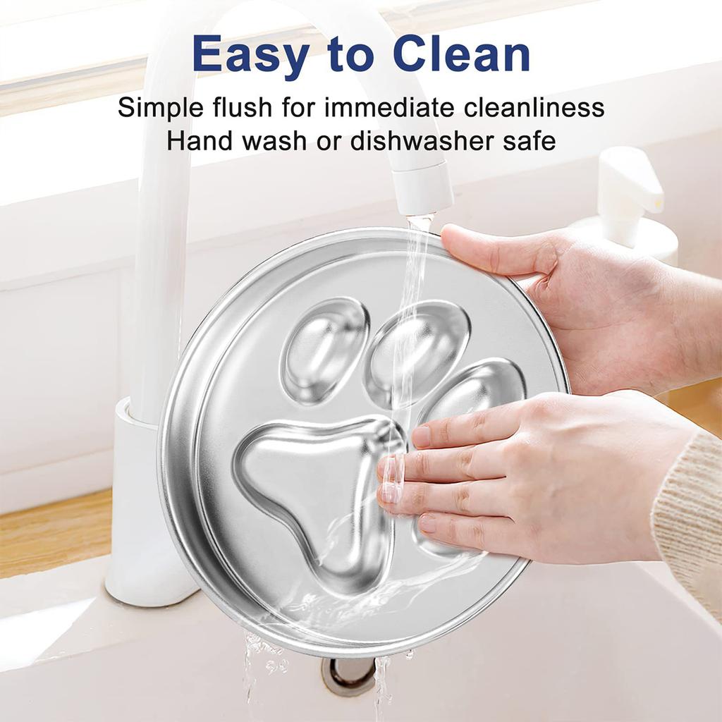 A pet bone 304 stainless steel footprint dog bowl slow food bowl large capacity feeding pet bowl non-slip bone dog meal tray med