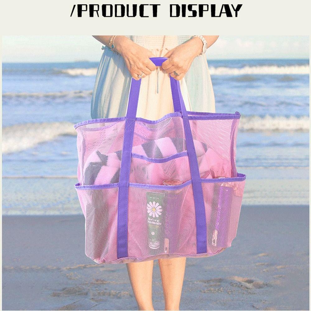 Hollow Out Mesh Beach Bag PVC Mesh Handbag Storage Bag Swimming Bag  Shower
