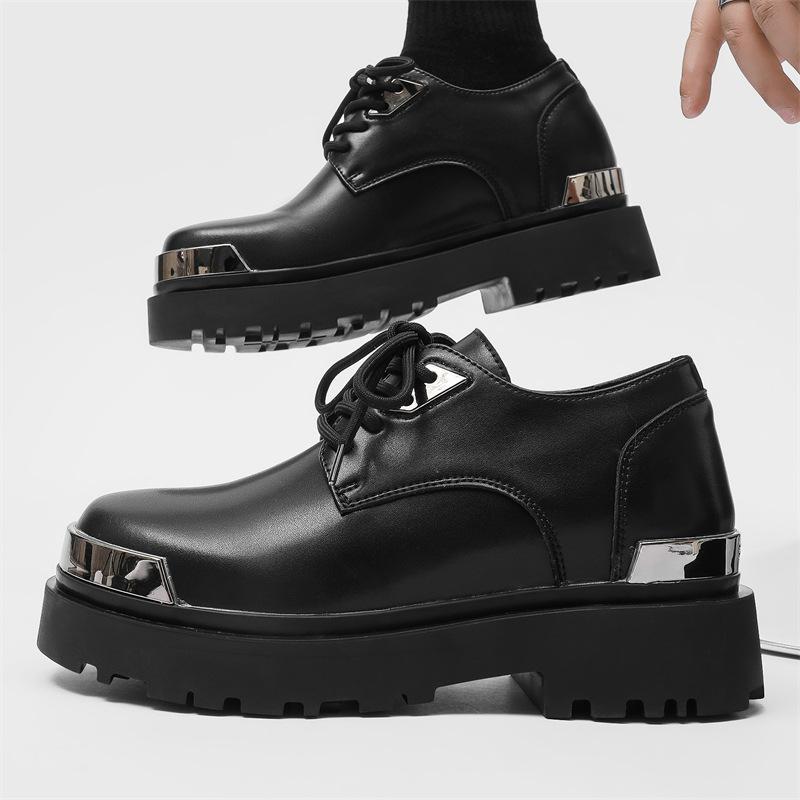 

Кожаная обувь мужская платформа британский стиль дышащая деловая модельная обувь мужская корейская версия повседневная универсальная тренд свадебная мужская обувь 44 чёрный